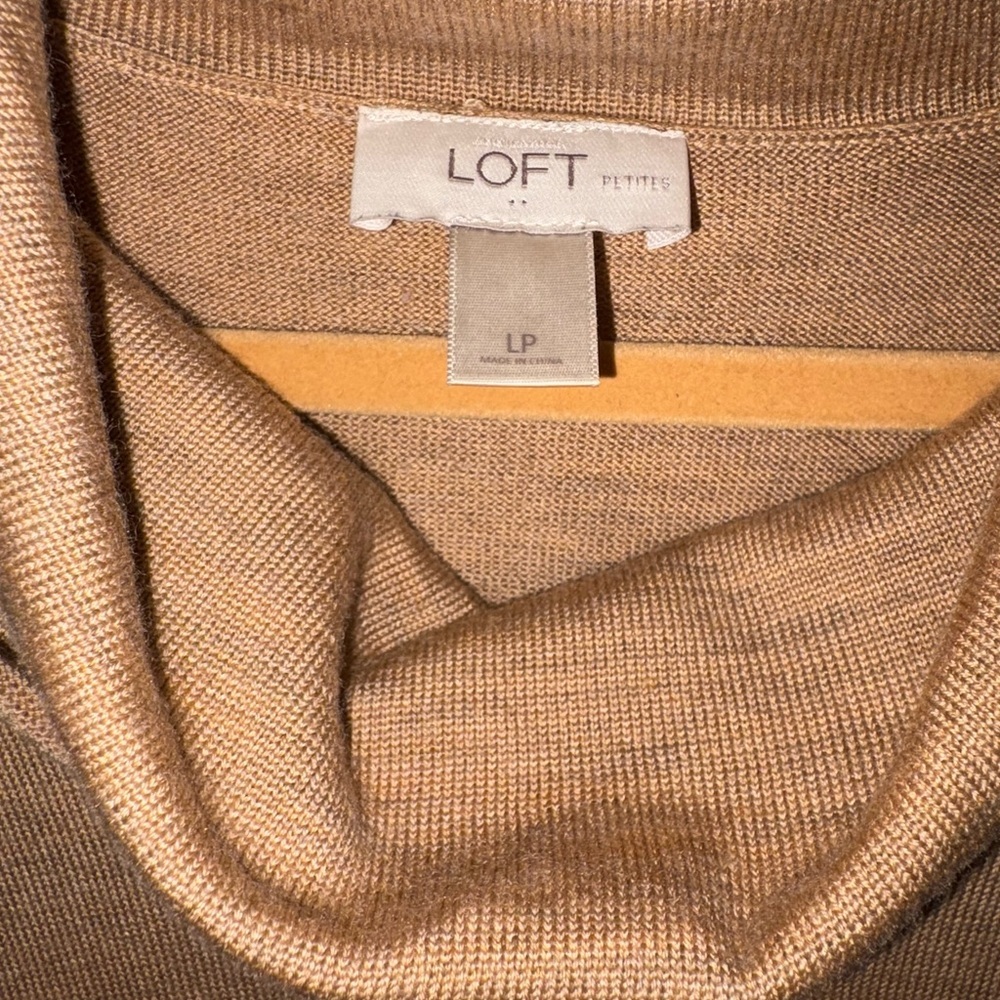 Loft Outlet Petites Color-Block Cowl Neck Wool‎ Blend Sweater Dress Size LP - Picture 3 of 9